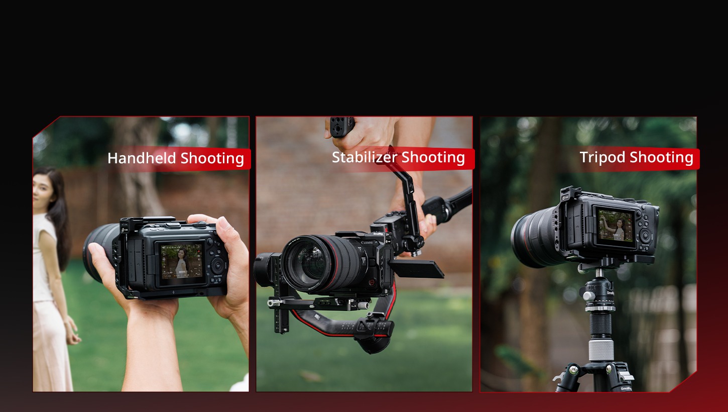 Použití cage kitu při natáčení z ruky, na stabilizátoru a na stativu